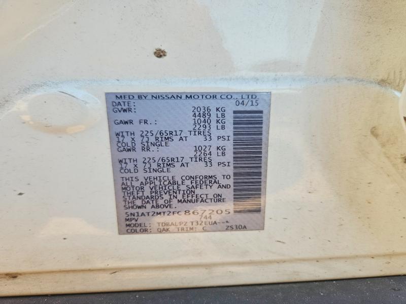 Aukcja sprzedaży 2015 Nissan Rogue, vin: 5N1AT2MT2FC867205, numer aukcji: 68313866