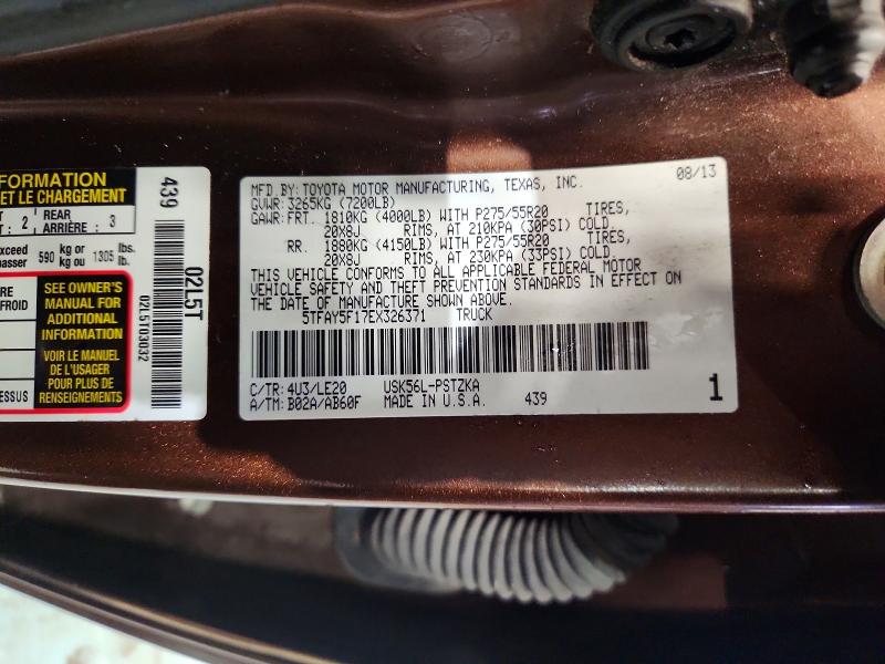 69364146 :رقم المزاد ، 5TFAY5F17EX326371 vin ، 2014 Toyota Tundra مزاد بيع