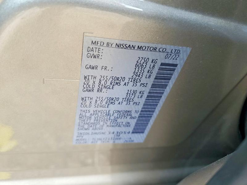 Aukcja sprzedaży 2022 Infiniti Qx60, vin: 5N1DL1HU5NC343054, numer aukcji: 68992976