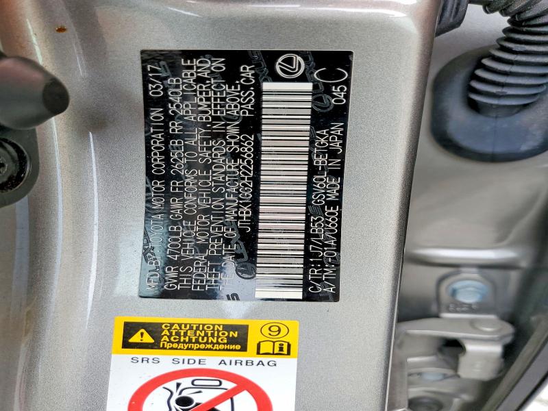 67418396 :رقم المزاد ، JTHBK1GG2H2256862 vin ، 2017 Lexus Es مزاد بيع