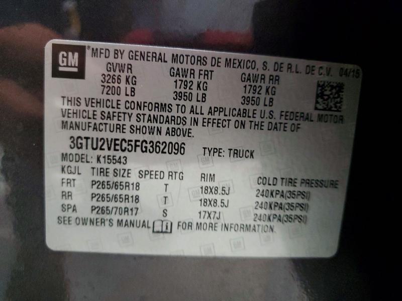 Продажа на аукционе авто 2015 Gmc Sierra, vin: 3GTU2VEC5FG362096, номер лота: 67523906