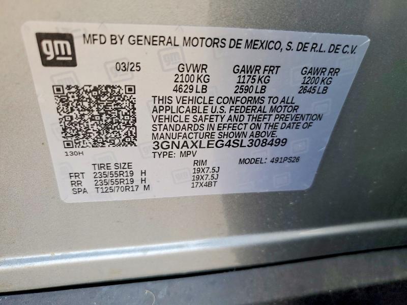 Продаж на аукціоні авто 2025 Chevrolet Equinox, vin: 3GNAXLEG4SL308499, номер лоту: 67705386