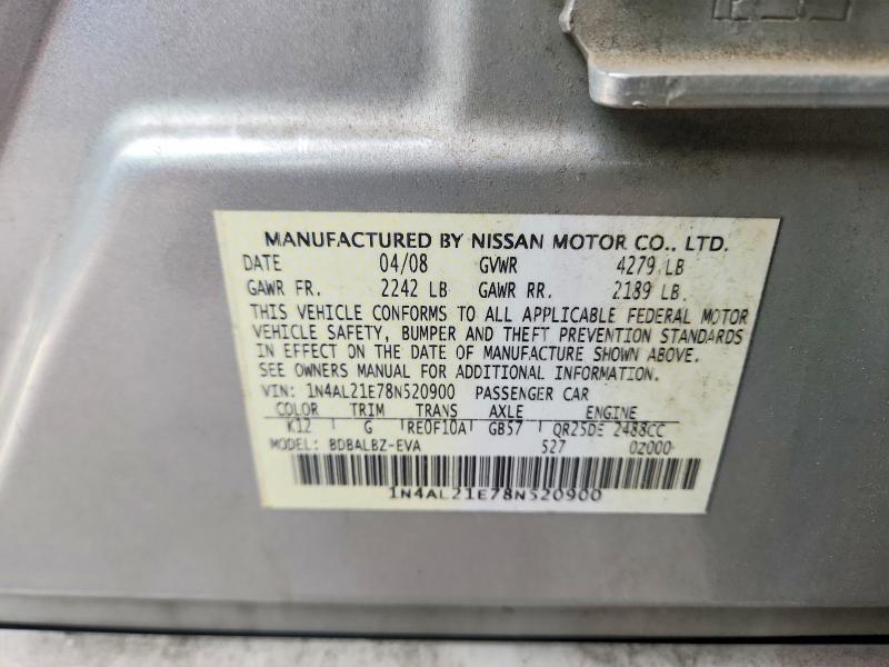 Продажа на аукционе авто 2008 Nissan Altima, vin: 1N4AL21E78N520900, номер лота: 70175626
