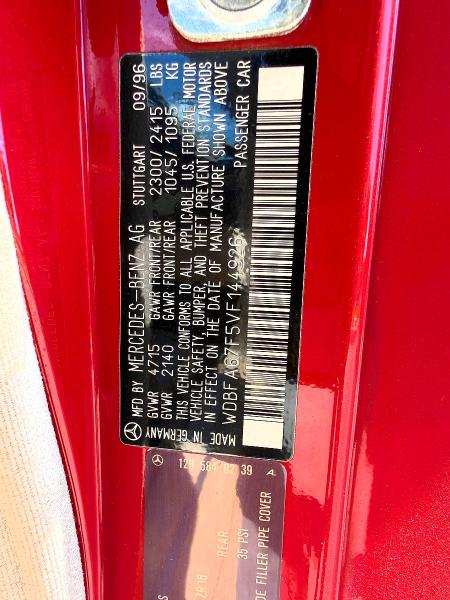 Aukcja sprzedaży 1997 Mercedes-benz Sl, vin: WDBFA67F5VF144926, numer aukcji: 68026536
