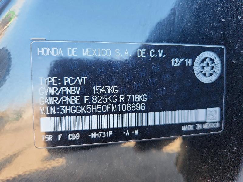 Продаж на аукціоні авто 2015 Honda Fit, vin: 3HGGK5H50FM106896, номер лоту: 66041146