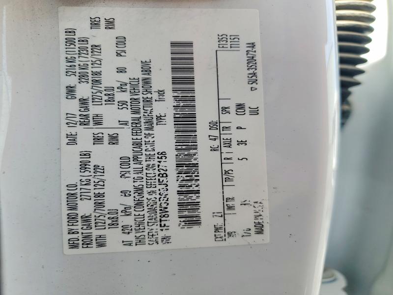 69418116 :رقم المزاد ، 1FT8W3B69JEB27158 vin ، 2018 Ford F350 مزاد بيع