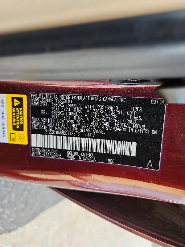 67717336 :رقم المزاد ، 2T2ZK1BA8EC148516 vin ، 2014 Lexus Rx 350 مزاد بيع