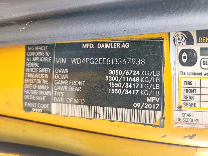 Aukcja sprzedaży 2018 Mercedes-benz Metris, vin: WD4PG2EE8J3367938, numer aukcji: 69355626