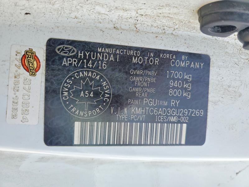 68095596 :رقم المزاد ، KMHTC6AD3GU297269 vin ، 2016 Hyundai Veloster مزاد بيع