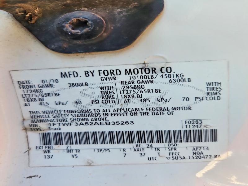 67868776 :رقم المزاد ، 1FTWF3A52AEB35263 vin ، 2010 Ford Super Duty F-350 W/d مزاد بيع