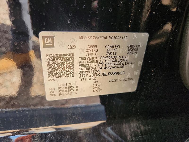 68426716 :رقم المزاد ، 1GYS3BKJ6LR288053 vin ، 2020 Cadillac Escalade مزاد بيع