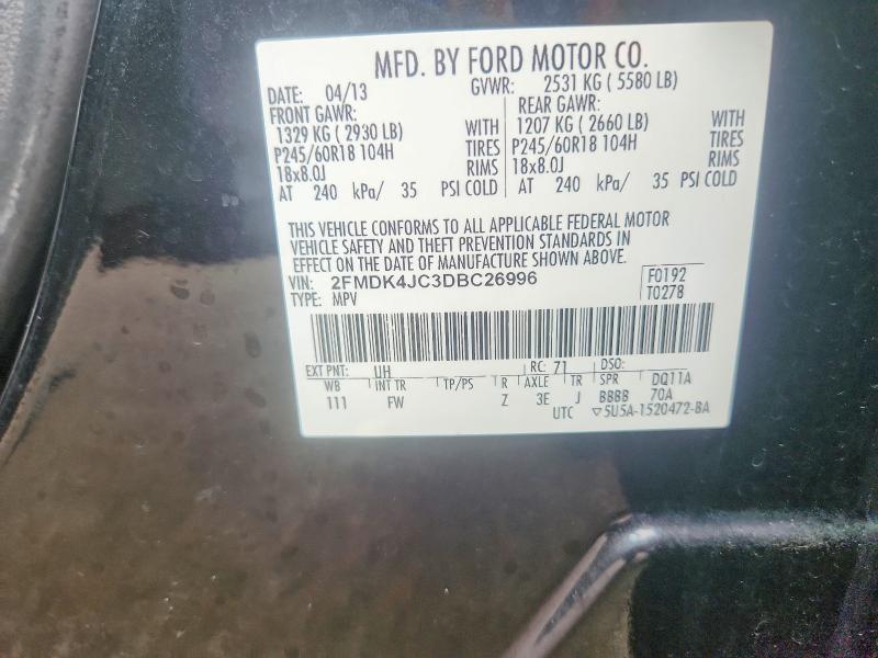 67751866 :رقم المزاد ، 2FMDK4JC3DBC26996 vin ، 2013 Ford Edge مزاد بيع