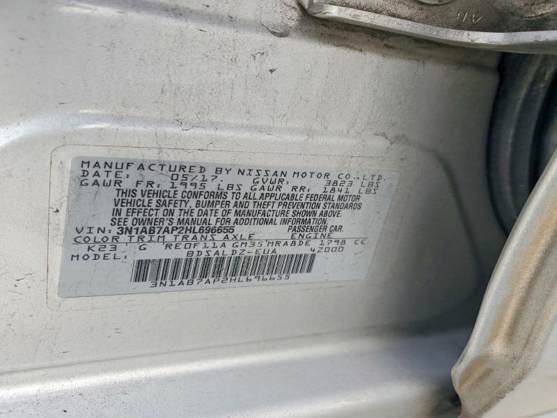 Aukcja sprzedaży 2017 Nissan Sentra, vin: 3N1AB7AP2HL696655, numer aukcji: 70012196