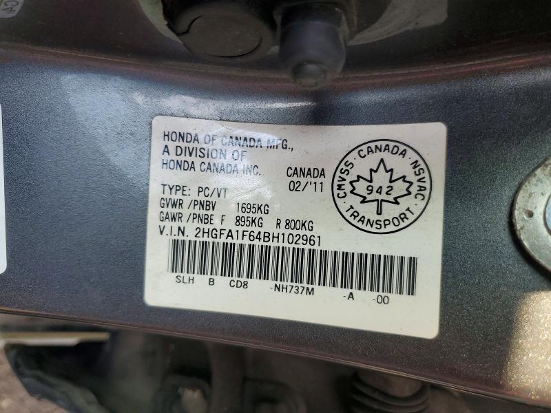 Продажа на аукционе авто 2011 Honda Civic, vin: 2HGFA1F64BH102961, номер лота: 67418196
