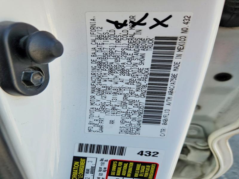 Продажа на аукционе авто 2012 Toyota Tacoma, vin: 3TMKU4HN1CM033577, номер лота: 69443006