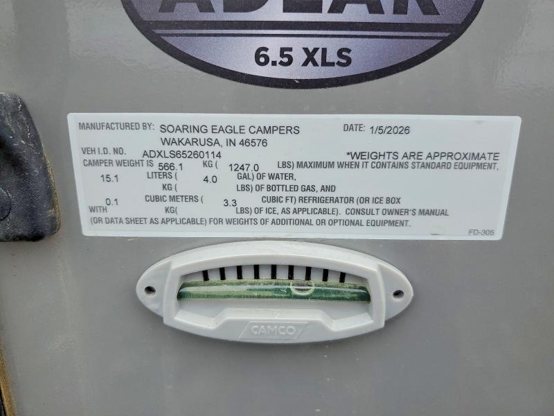 2026 Other Rv Trailers მანქანა იყიდება აუქციონზე, vin: ADXLS65260114, აუქციონის ნომერი: 67784846