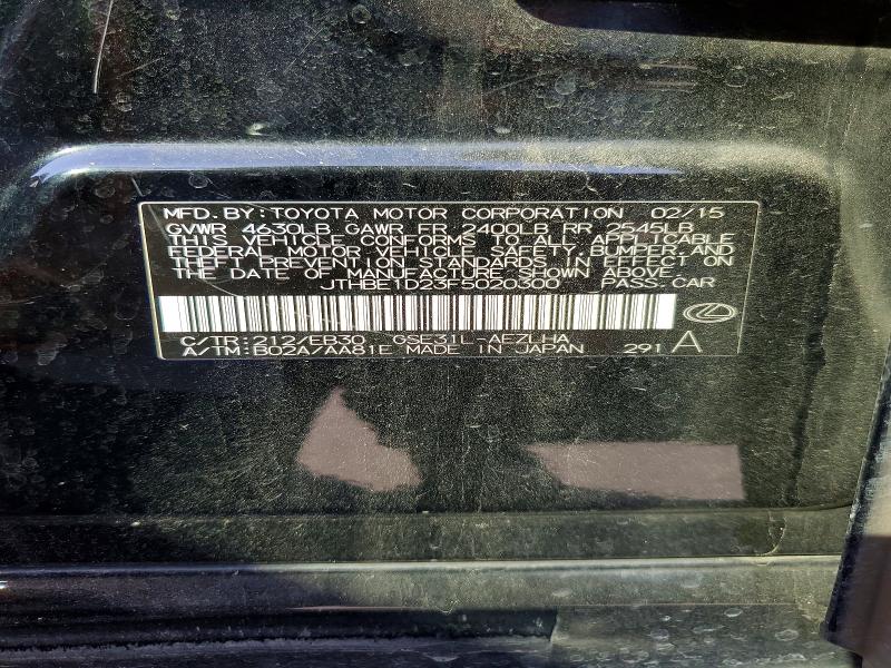 2015 Lexus Is მანქანა იყიდება აუქციონზე, vin: JTHBE1D23F5020300, აუქციონის ნომერი: 70058066