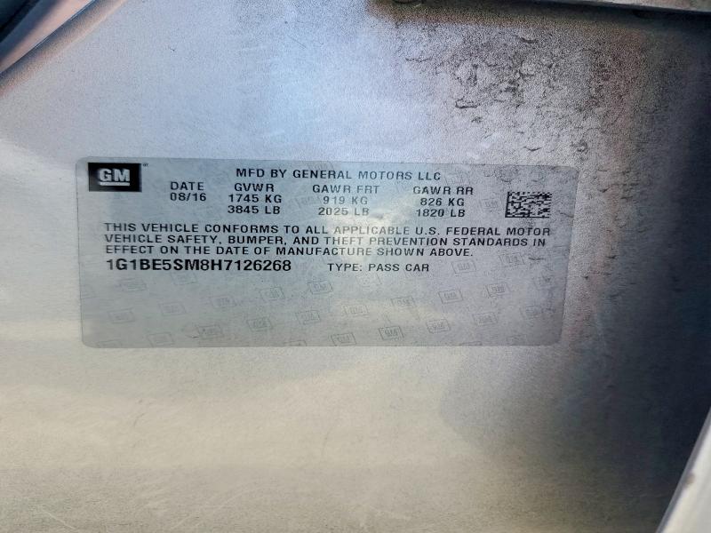 69552406 :رقم المزاد ، 1G1BE5SM8H7126268 vin ، 2017 Chevrolet Cruze مزاد بيع