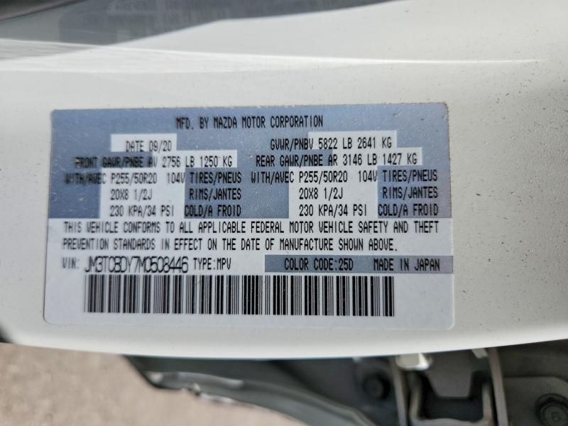 Продажа на аукционе авто 2021 Mazda Cx-9, vin: JM3TCBDY7M0508446, номер лота: 68244816