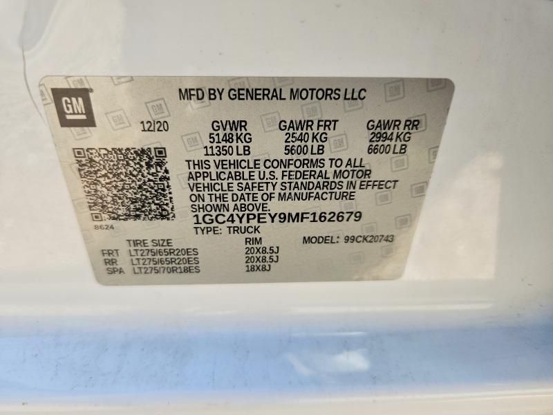 Auction sale of the 2021 Chevrolet Silverado, vin: 1GC4YPEY9MF162679        , lot number: 68670206
