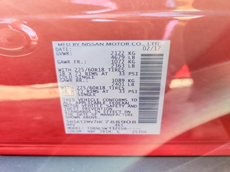 Aukcja sprzedaży 2017 Nissan Rogue, vin: 5N1AT2MV7HC788908, numer aukcji: 67135676