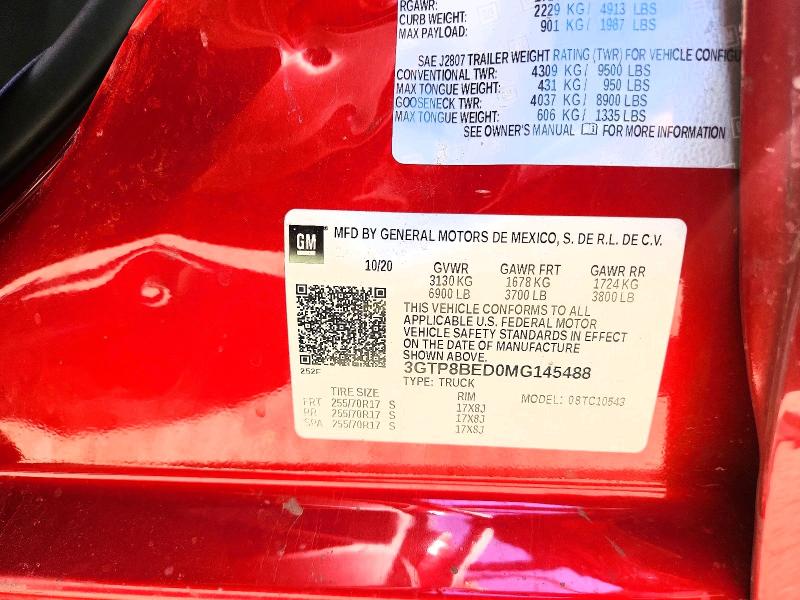 Продажа на аукционе авто 2021 Gmc Sierra, vin: 3GTP8BED0MG145488, номер лота: 66313956