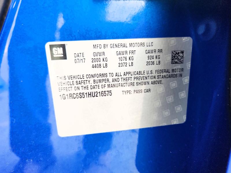 Aukcja sprzedaży 2017 Chevrolet Volt, vin: 1G1RC6S51HU216575, numer aukcji: 70624576