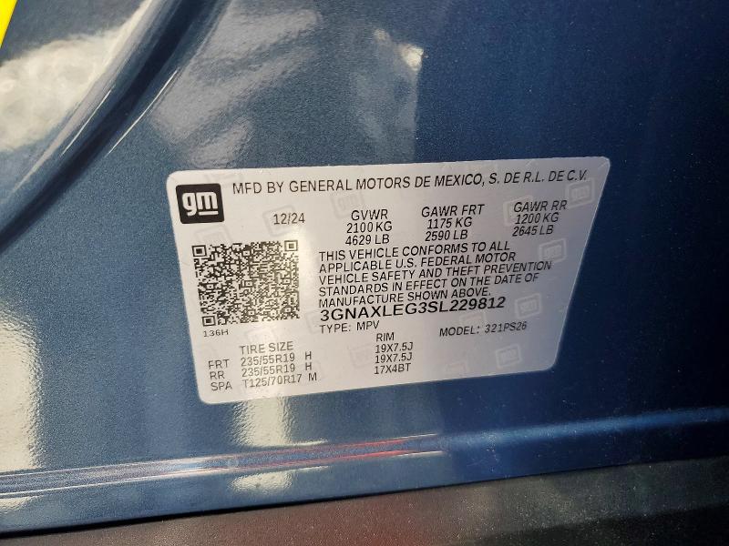 Auction sale of the 2025 Chevrolet Equinox, vin: 3GNAXLEG3SL229812, lot number: 67431366