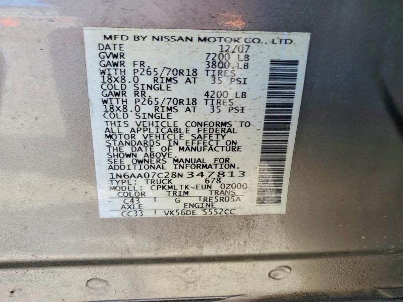 Продажа на аукционе авто 2008 Nissan Titan, vin: 1N6AA07C28N347813, номер лота: 68075246