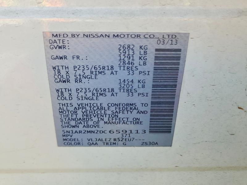 Aukcja sprzedaży 2013 Nissan Pathfinder, vin: 5N1AR2MN2DC659113, numer aukcji: 68819206