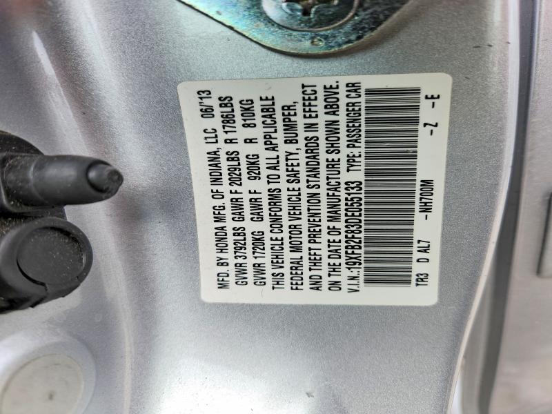 Продажа на аукционе авто 2013 Honda Civic, vin: 19XFB2F83DE055133, номер лота: 70955416