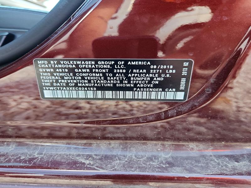 Продаж на аукціоні авто 2014 Volkswagen Passat, vin: 1VWCT7A3XEC024153, номер лоту: 68591186