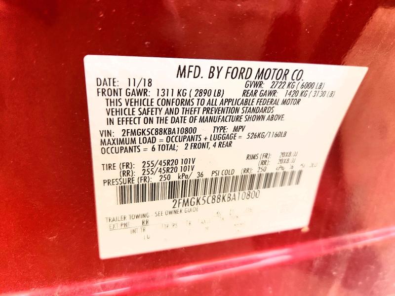 Продажа на аукционе авто 2019 Ford Flex, vin: 2FMGK5C88KBA10800, номер лота: 68800056