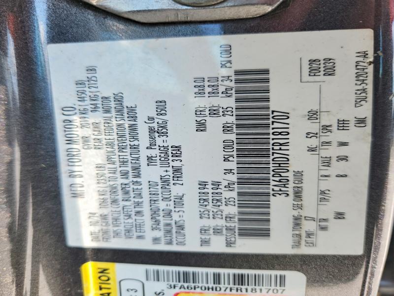 Aukcja sprzedaży 2015 Ford Fusion, vin: 3FA6P0HD7FR181707, numer aukcji: 68077736