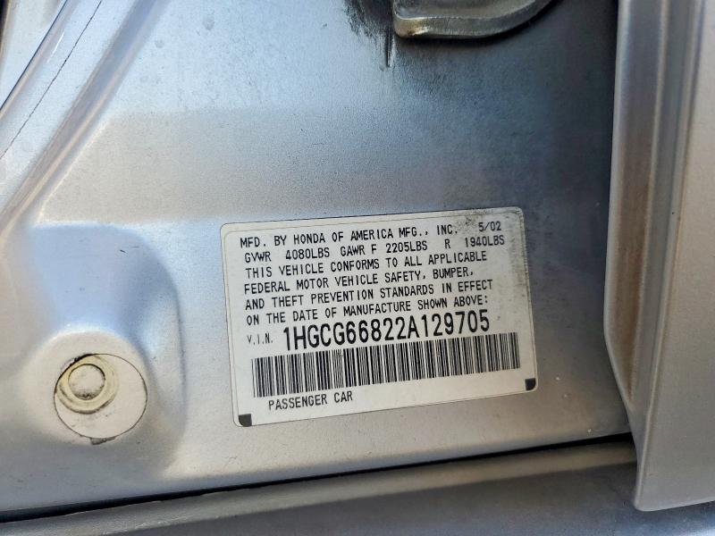 Продаж на аукціоні авто 2002 Honda Accord, vin: 1HGCG66822A129705, номер лоту: 68852846