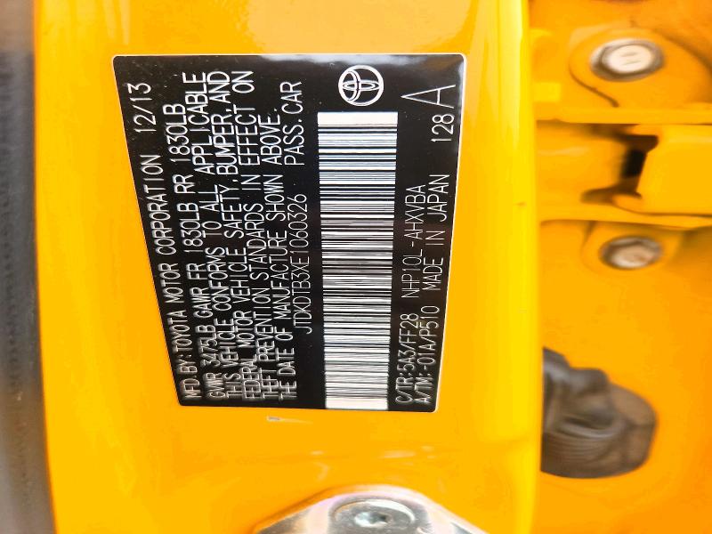 2014 Toyota Prius C მანქანა იყიდება აუქციონზე, vin: JTDKDTB3XE1060326, აუქციონის ნომერი: 70719886
