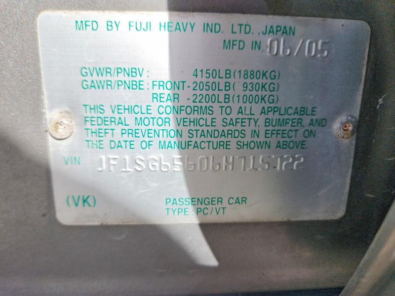 69594856 :رقم المزاد ، JF1SG65606H715722 vin ، 2006 Subaru Forester مزاد بيع