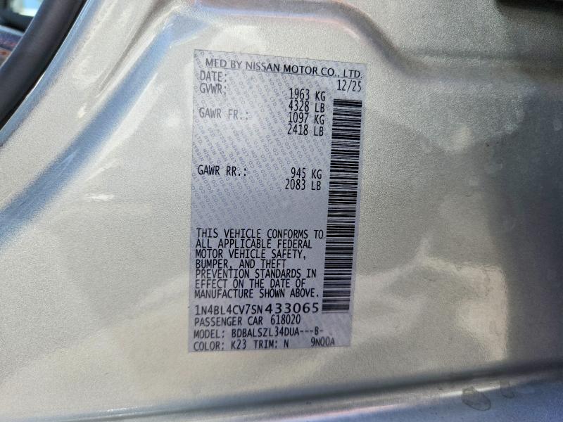 Продаж на аукціоні авто 2025 Nissan Altima, vin: 1N4BL4CV7SN433065, номер лоту: 67725936