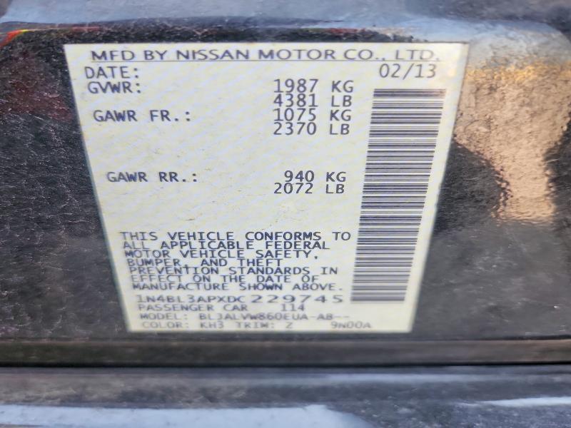 Продажа на аукционе авто 2013 Nissan Altima, vin: 1N4BL3APXDC229745, номер лота: 67420376