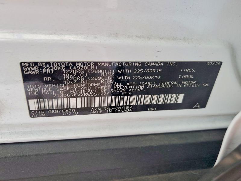 2024 Toyota Rav4 მანქანა იყიდება აუქციონზე, vin: 2T3B6RFVXRW057779, აუქციონის ნომერი: 68962466