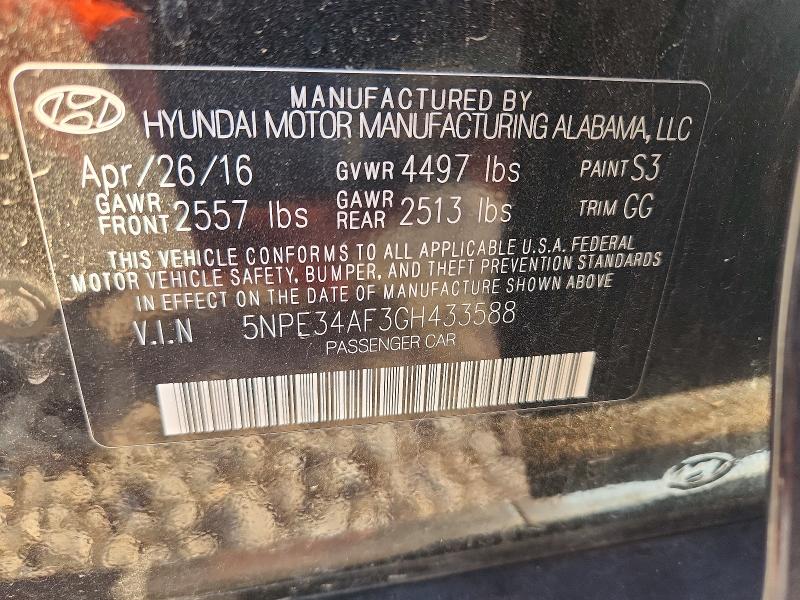 Aukcja sprzedaży 2016 Hyundai Sonata, vin: 5NPE34AF3GH433588, numer aukcji: 70462676