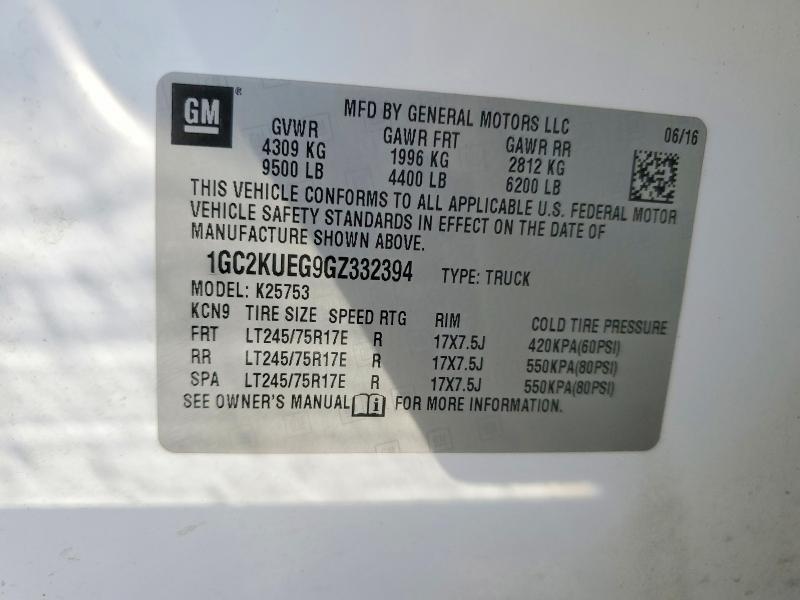 Продаж на аукціоні авто 2016 Chevrolet Silverado, vin: 1GC2KUEG9GZ332394, номер лоту: 66789076