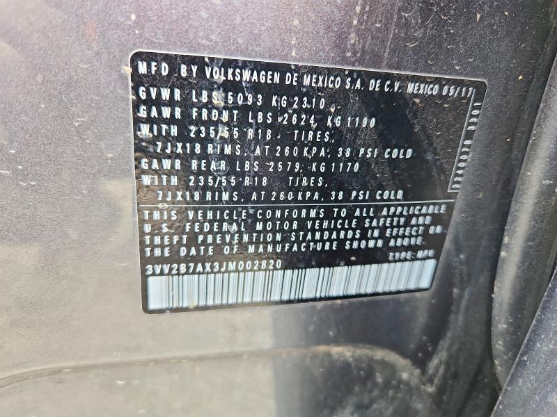 67564996 :رقم المزاد ، 3VV2B7AX3JM002820 vin ، 2018 Volkswagen Tiguan مزاد بيع
