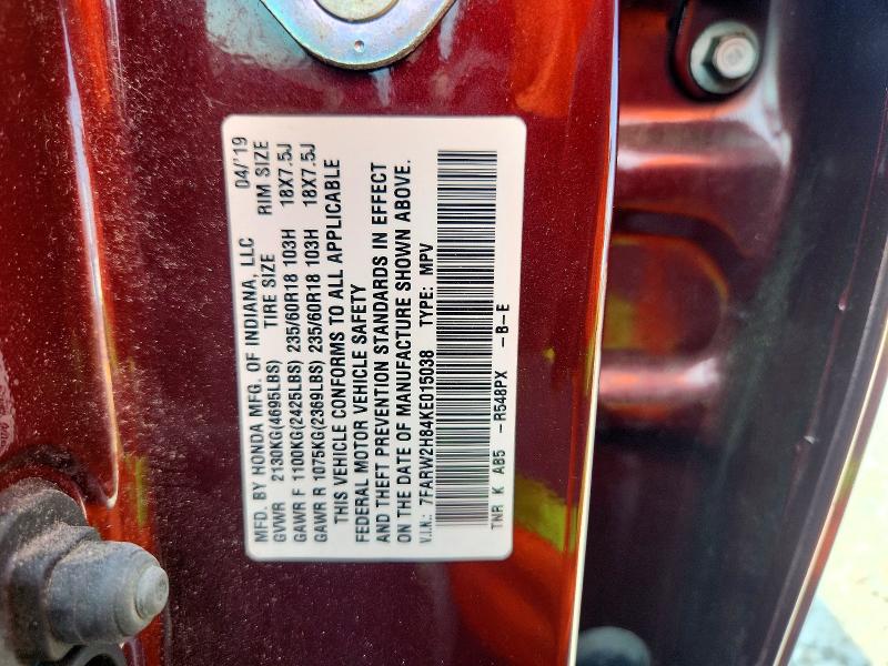 69218806 :رقم المزاد ، 7FARW2H84KE015038 vin ، 2019 Honda Cr-v مزاد بيع