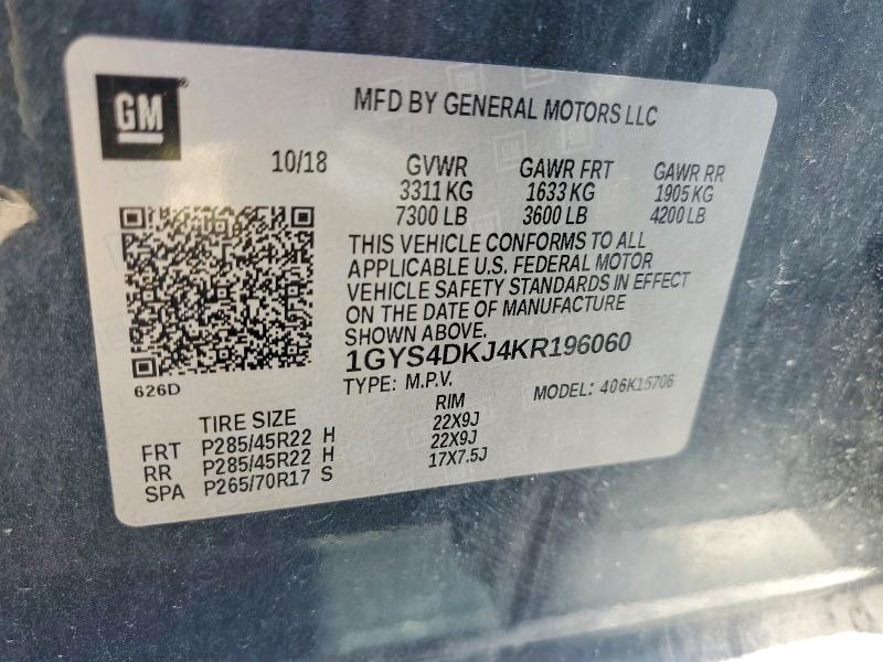 Aukcja sprzedaży 2019 Cadillac Escalade, vin: 1GYS4DKJ4KR196060, numer aukcji: 68030706