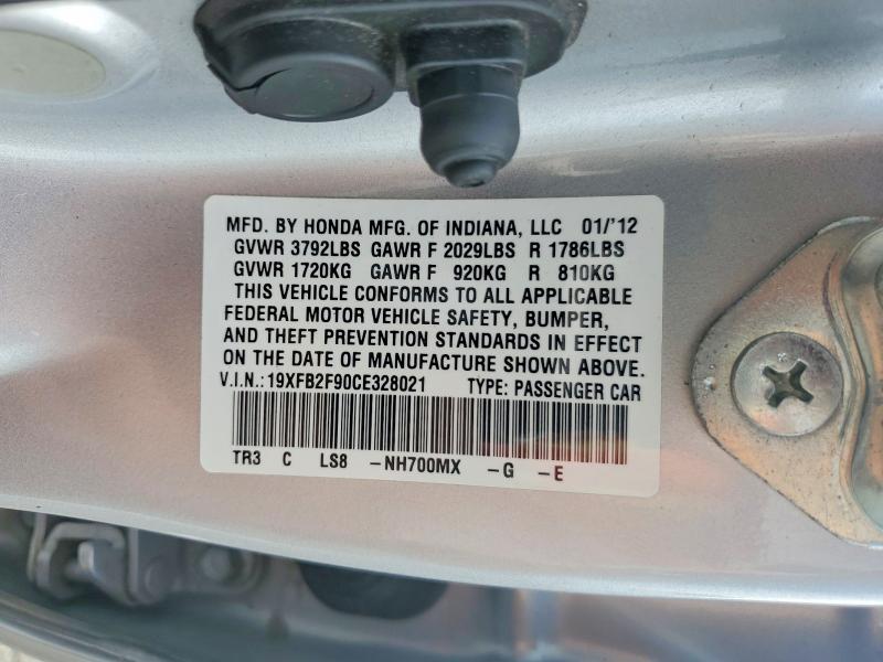 Aukcja sprzedaży 2012 Honda Civic, vin: 19XFB2F90CE328021, numer aukcji: 68954366