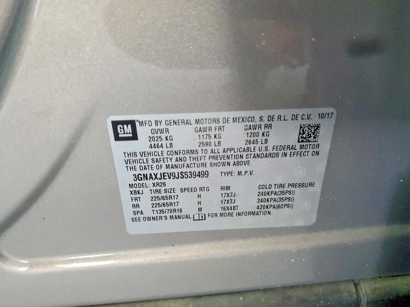 Продаж на аукціоні авто 2018 Chevrolet Equinox, vin: 3GNAXJEV9JS539499, номер лоту: 68485036