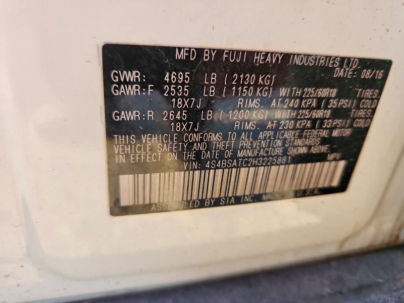 67288266 :رقم المزاد ، 4S4BSATC2H3225881 vin ، 2017 Subaru Outback مزاد بيع