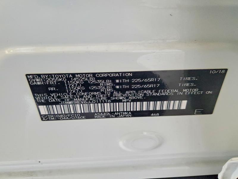 Aukcja sprzedaży 2018 Toyota Rav4, vin: JTMWFREV6JJ211118, numer aukcji: 66994436