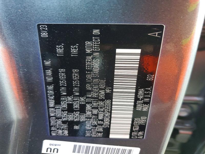 2023 Toyota Highlander Hybrid მანქანა იყიდება აუქციონზე, vin: 5TDKBRCH6PS593086, აუქციონის ნომერი: 69976296